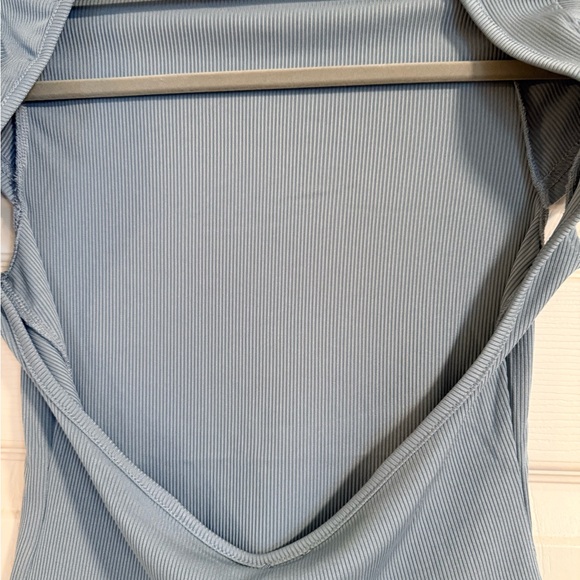Blue Ribbed Open Back Women's Top - Picture 5 of 5